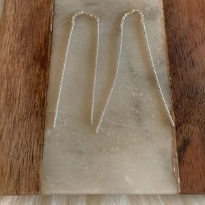 925 Dangle Earrings Solid Sterling Silver Earring Threaders Diamond Cut Earrings